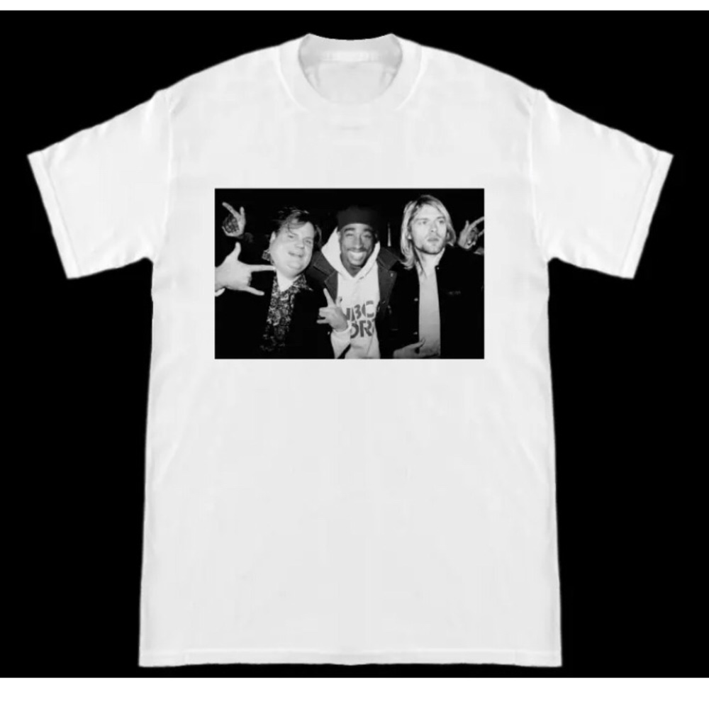 CHRIS FARLEY KURT COBAIN NIRVANA  2PAC TUPAC Shirt